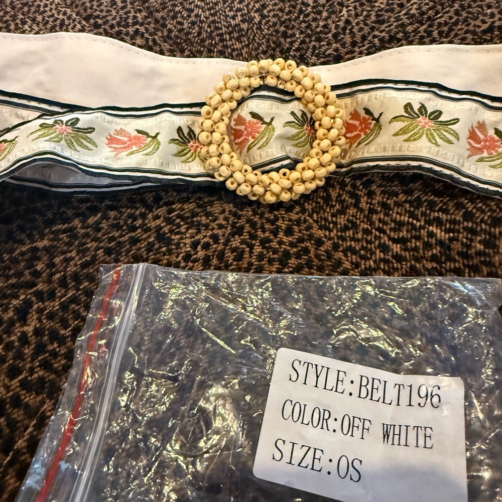 POL Floral Embroidered Belt with Beaded Accent - Picture 2 of 5